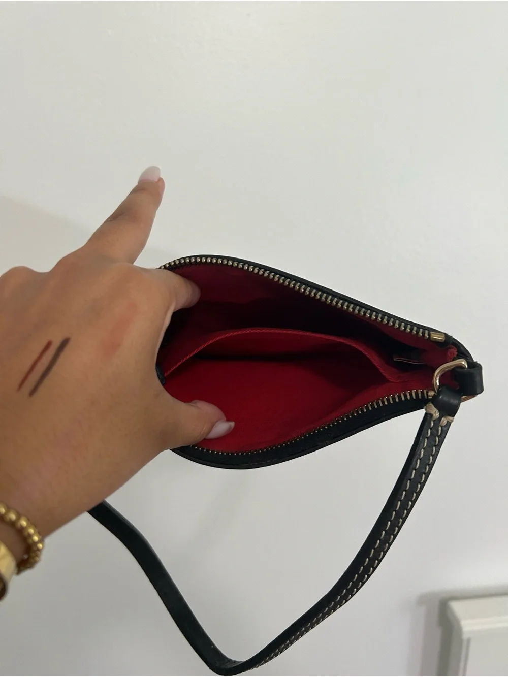 Dooney & Bourke Black Chain Print Wristlet with Disney Charms